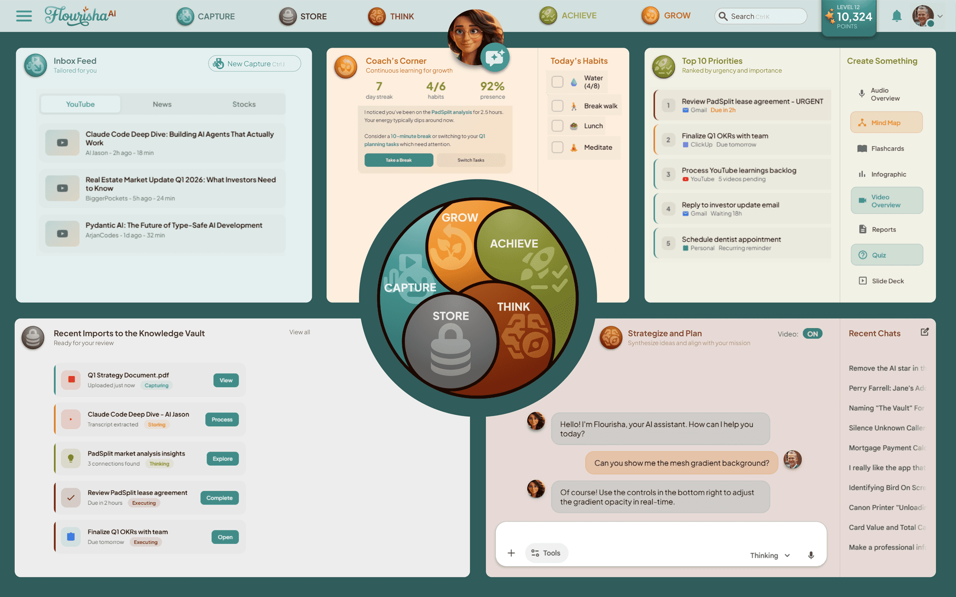 Flourisha dashboard showing document intelligence